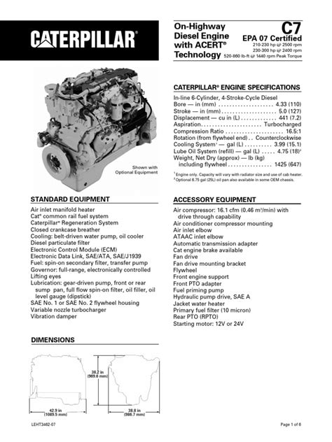 of location on either side of the engine to enable choice of service access. . Cat c7 engine torque specs